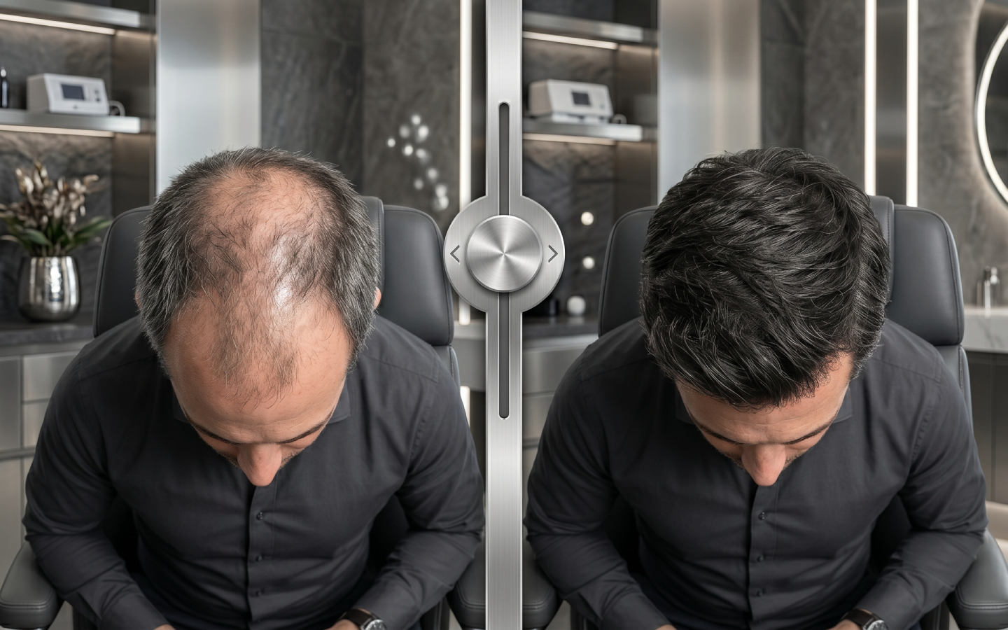 Hair restoration before and after — Aura Clinic